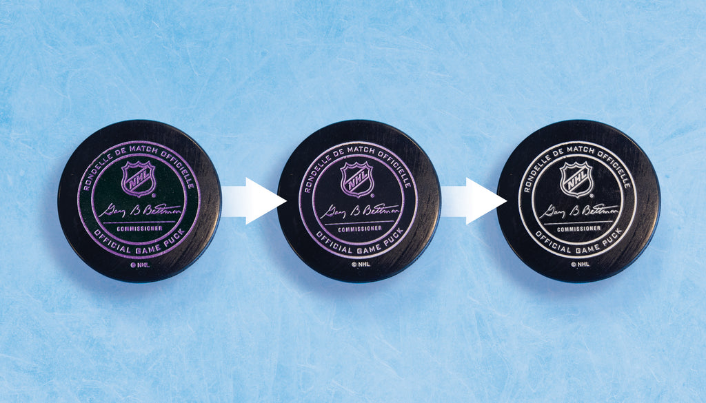 NHL keeps pucks frozen with colour-changing designs